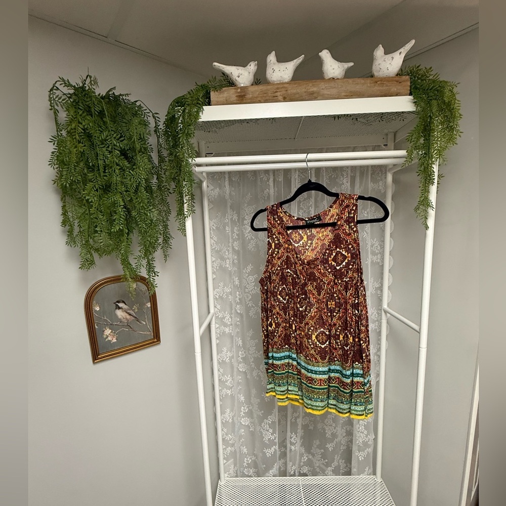 Papa Sleeveless Tunic Blouse | Boho Design With Buttons | Flowy - Size Large